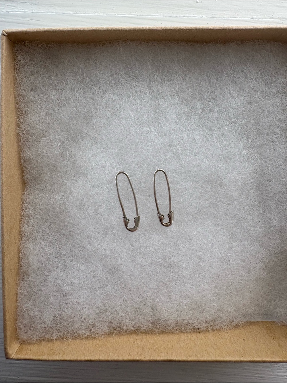 Minimal Silver Safety Pin Hoop Earrings - Modern Everyday Style - Picture 3 of 4